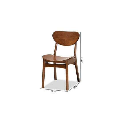 Katya Mid-Century Modern Walnut Brown Finished Wood 2-Piece Dining Chair Set
