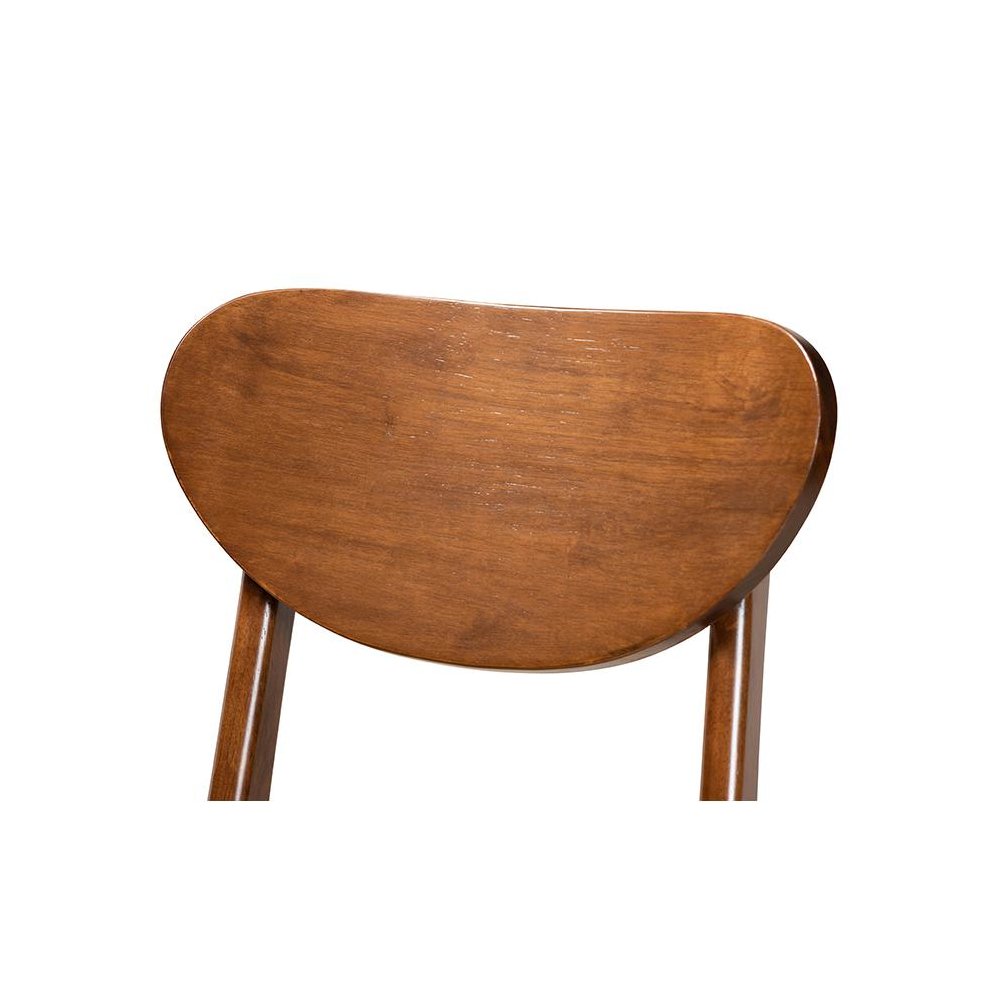 Katya Mid-Century Modern Walnut Brown Finished Wood 2-Piece Counter Stool Set