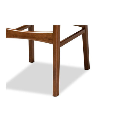 Grey Fabric Upholstered and Walnut Brown Finished Wood 2-Piece Bar Stool Set