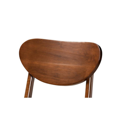 Sand Fabric Upholstered and Walnut Brown Finished Wood 2-Piece Bar Stool Set