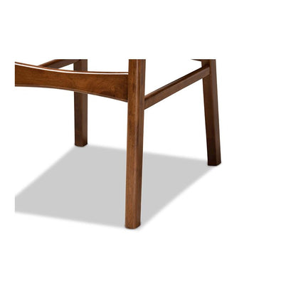 Sand Fabric Upholstered and Walnut Brown Finished Wood 2-Piece Bar Stool Set