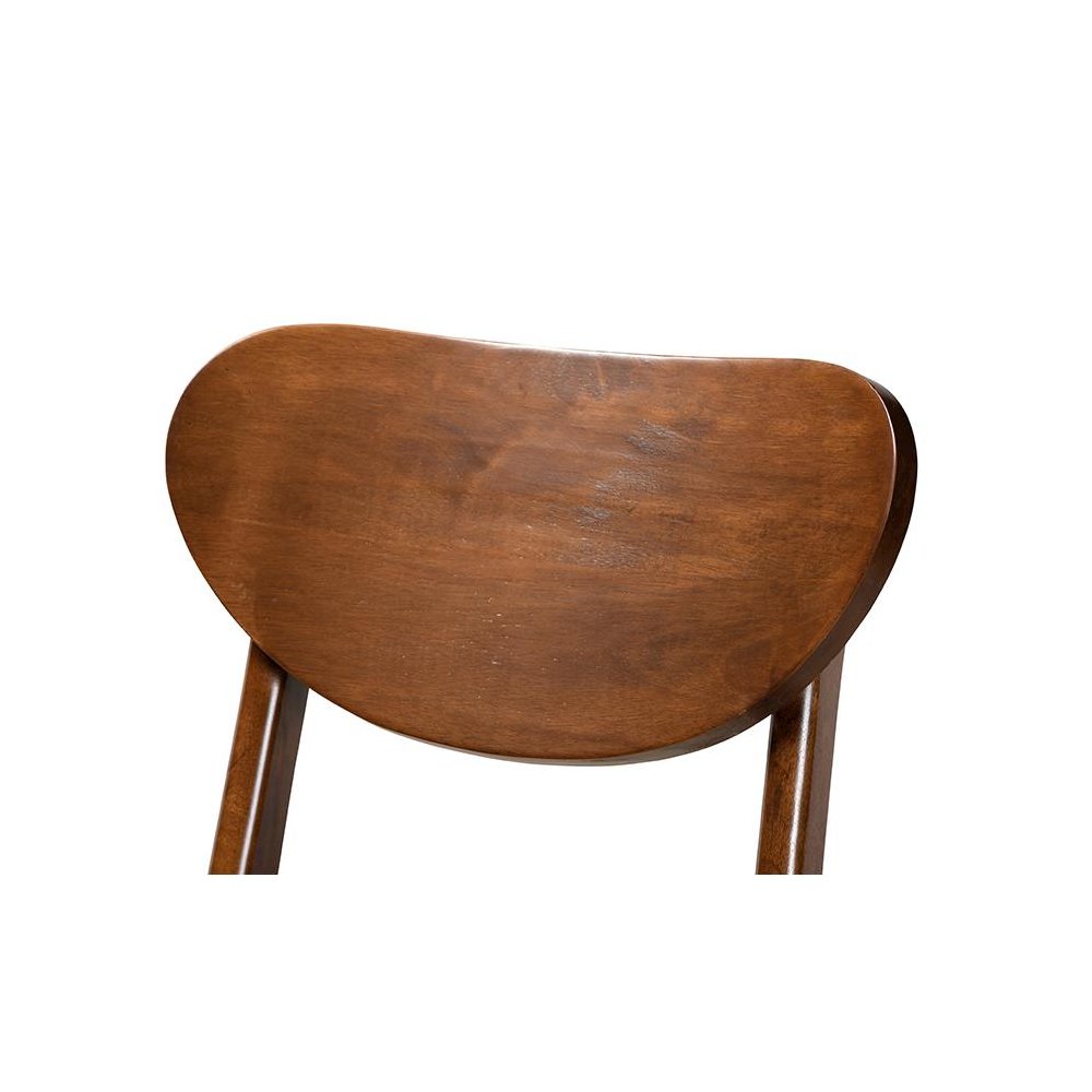 Katya Mid-Century Modern Walnut Brown Finished Wood 2-Piece Bar Stool Set