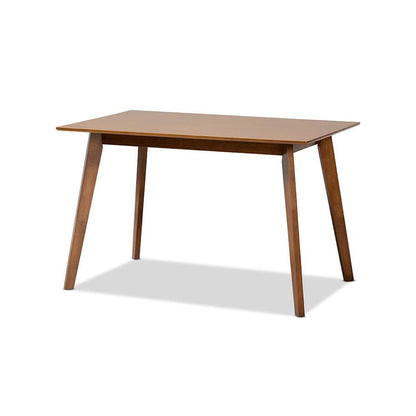 Grey Fabric Upholstered and Walnut Brown Finished Wood 5-Piece Dining Set
