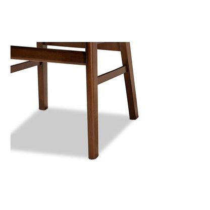 Grey Fabric Upholstered and Walnut Brown Finished Wood 5-Piece Dining Set