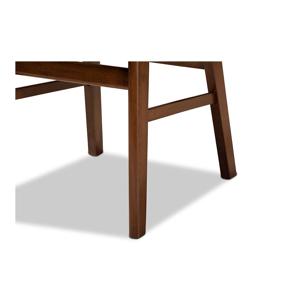 Sand Fabric Upholstered and Walnut Brown Finished Wood 2-Piece Dining Chair Set