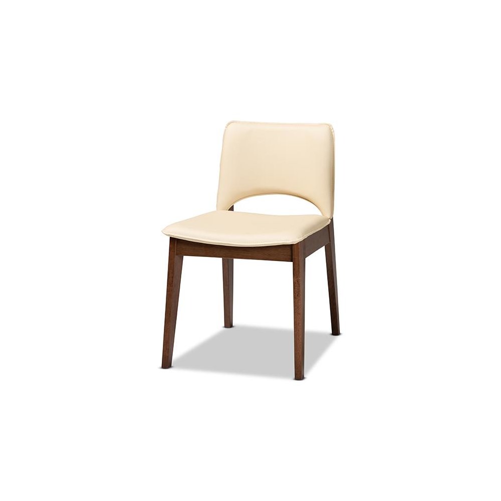Leather Upholstered and Walnut Brown Finished Wood 7-Piece Dining Set