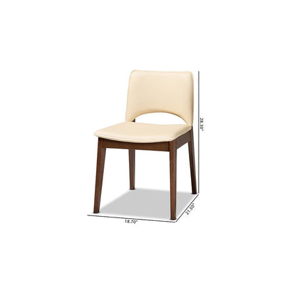 Leather Upholstered and Walnut Brown Finished Wood 2-Piece Dining Chair Set