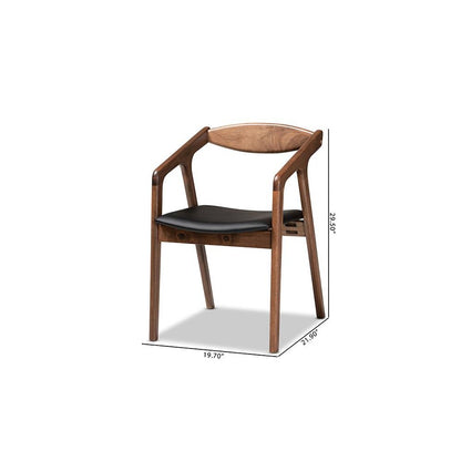 Leather Upholstered and Walnut Brown Finished Wood 2-Piece Dining Chair Set