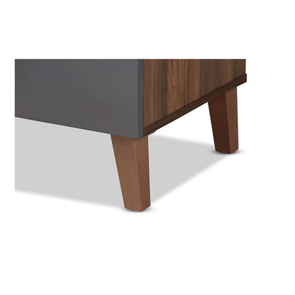 Two-Tone Walnut Brown and Dark Grey Finished Wood Storage Desk with Shelves