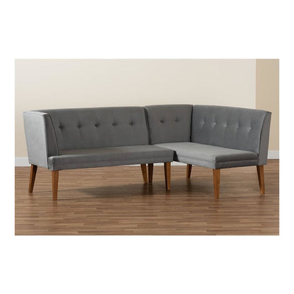 Walnut Brown Finished Wood 2-Piece Dining Nook Banquette Set