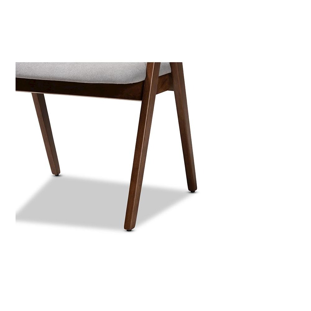 Grey Fabric Upholstered and Walnut Brown Finished Wood 5-Piece Dining Set