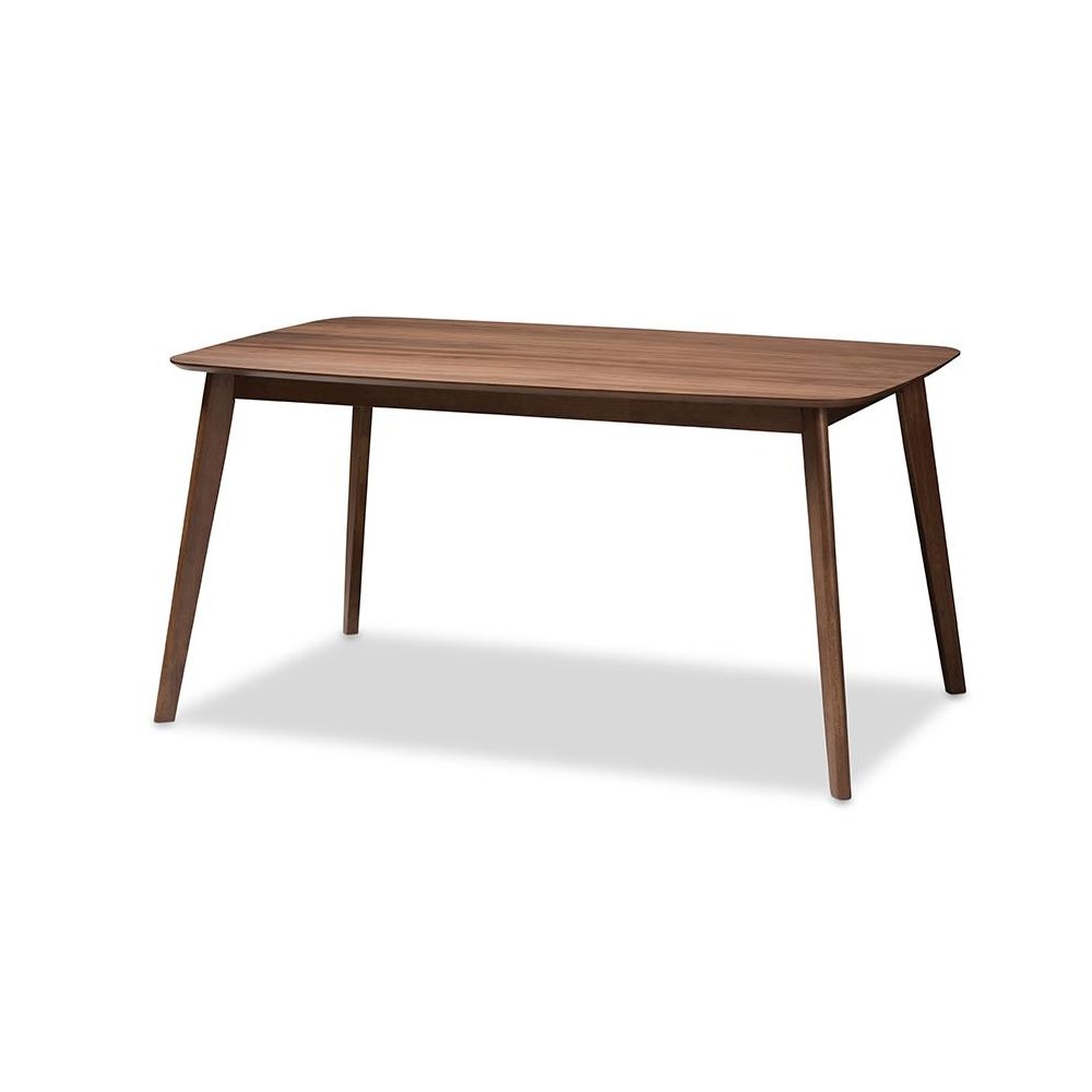 Grey Fabric Upholstered and Walnut Brown Finished Wood 5-Piece Dining Set