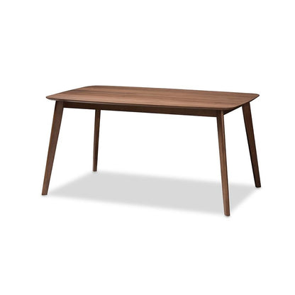 Grey Fabric Upholstered and Walnut Brown Finished Wood 5-Piece Dining Set