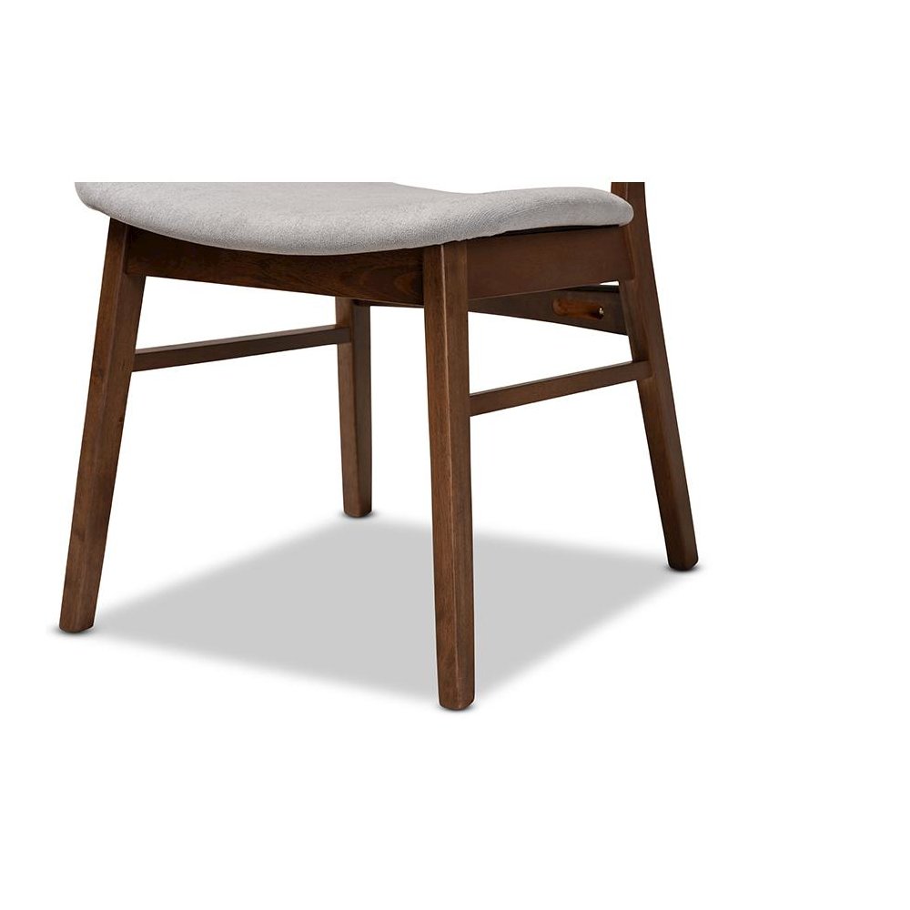 Grey Fabric Upholstered and Walnut Brown Finished Wood 5-Piece Dining Set
