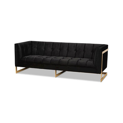 Button Tufted Sofa with Gold-Tone Frame