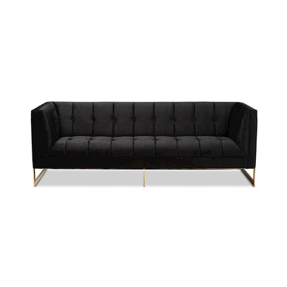 Button Tufted Sofa with Gold-Tone Frame