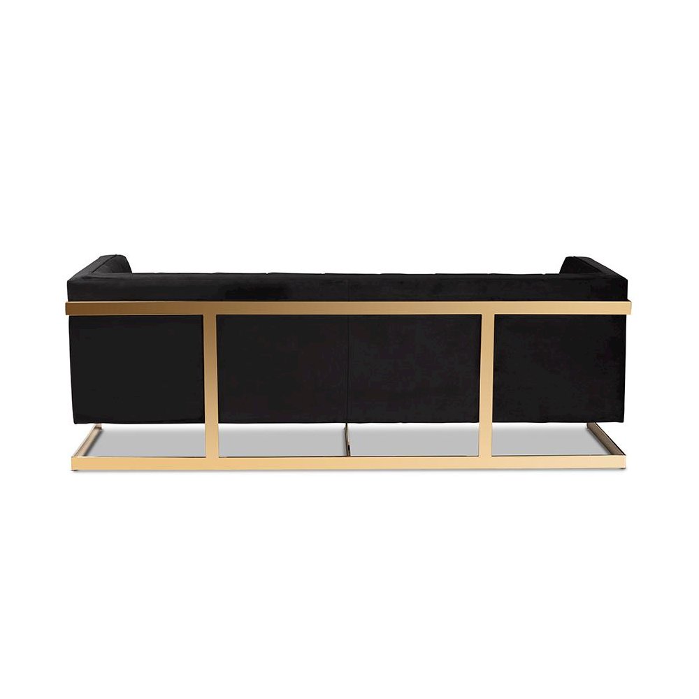 Button Tufted Sofa with Gold-Tone Frame