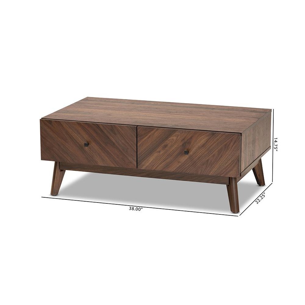 Baxton Studio Hartman Mid-Century Modern Walnut Brown Finished Wood Coffee Table