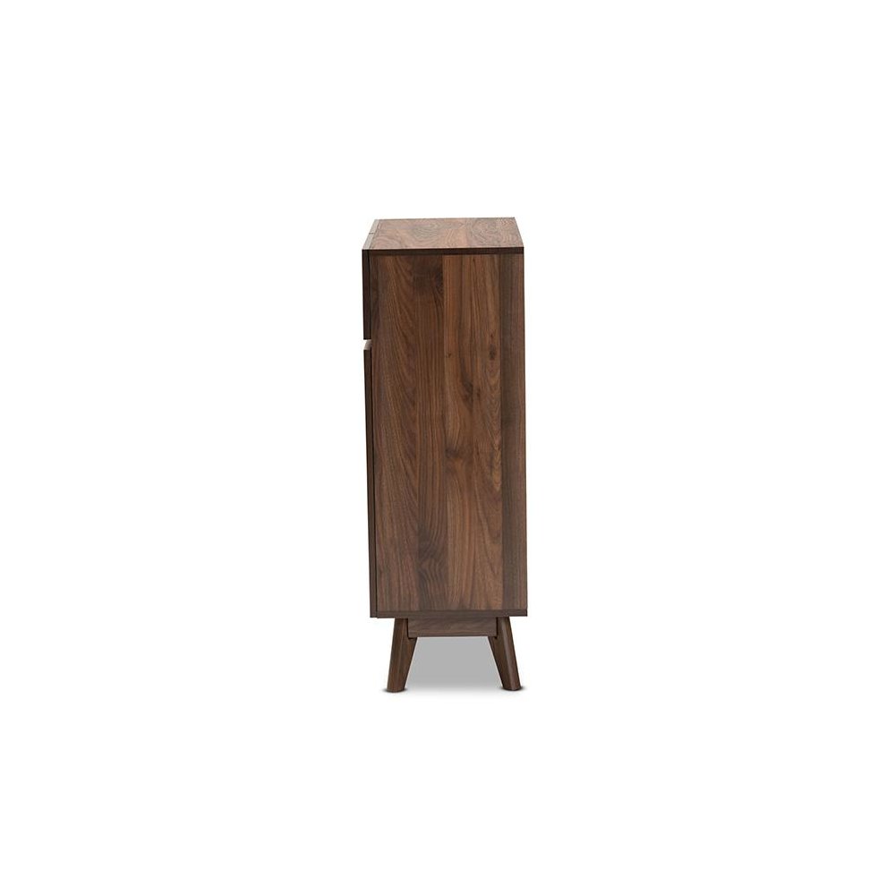 Baxton Studio Hartman Mid-Century Modern Walnut Brown Finished Wood Shoe Cabinet