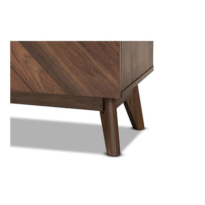 Baxton Studio Hartman Mid-Century Modern Walnut Brown Finished Wood Shoe Cabinet