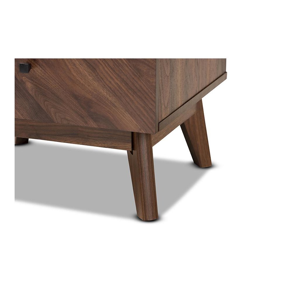 Hartman Mid-Century Modern Walnut Brown Finished Wood 2-Drawer Nightstand