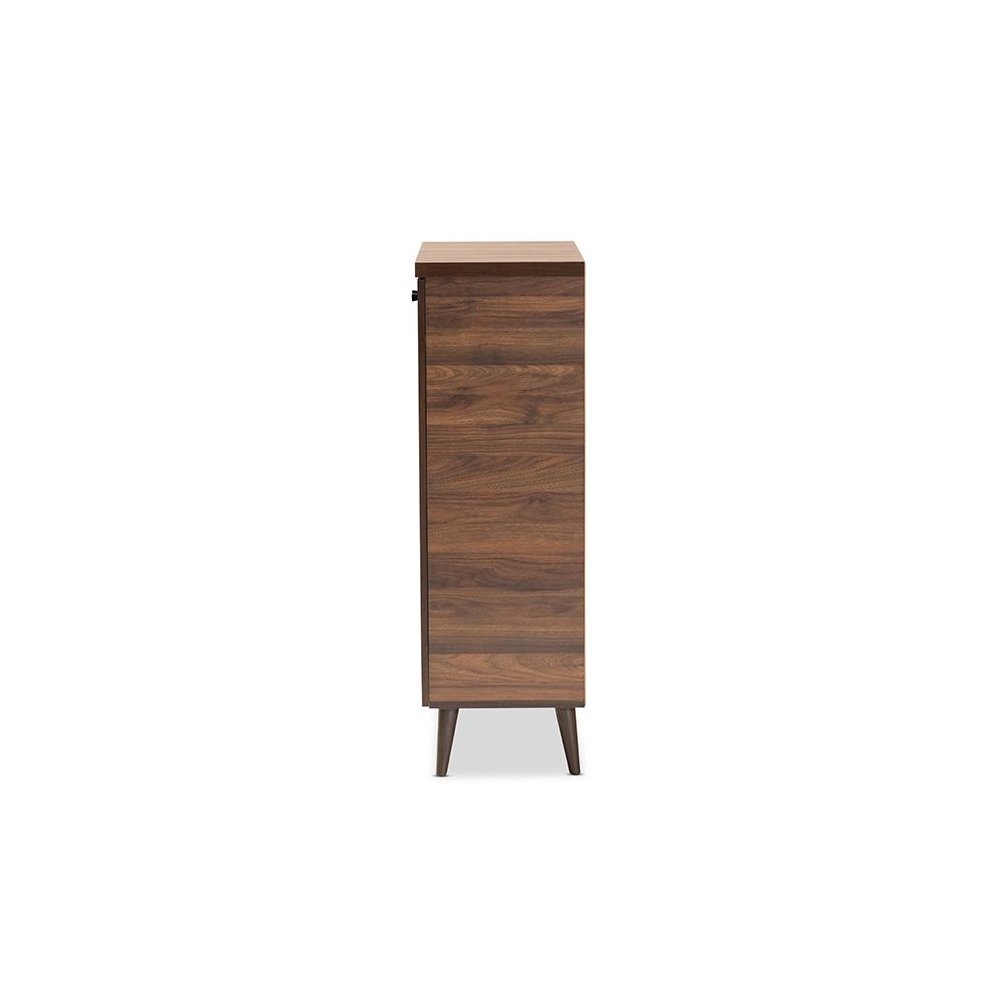 Walnut Brown Finished Wood 2-Door Shoe Storage Cabinet