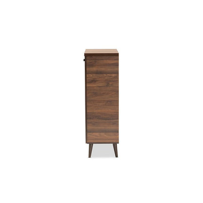 Walnut Brown Finished Wood 2-Door Shoe Storage Cabinet