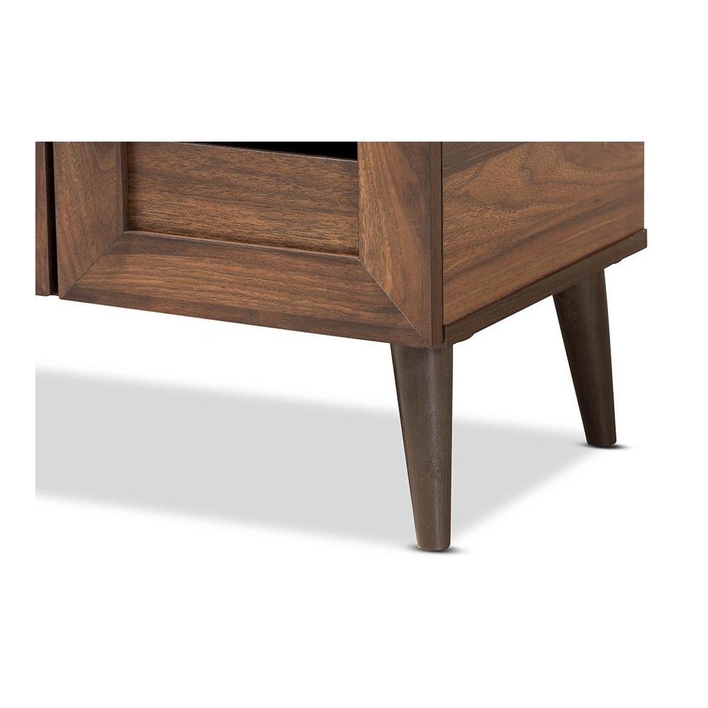Walnut Brown Finished Wood 2-Door Shoe Storage Cabinet