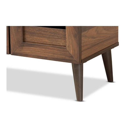Walnut Brown Finished Wood 2-Door Shoe Storage Cabinet