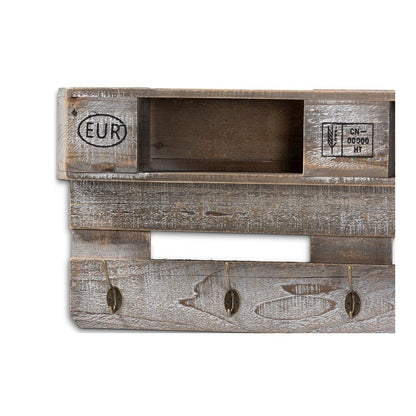 Rustic Whitewashed Grey Oak Finished Wood Wall Mounted Coat Rack with Shelves