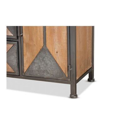 Whitewashed Oak Brown Finished Wood 3-Drawer Accent Storage Cabinet
