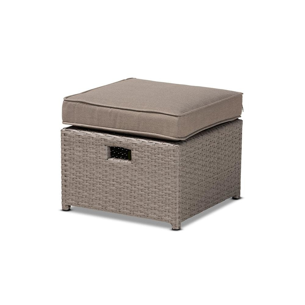 Grey Fabric Upholstered and Grey Finished Synthetic Rattan 6-Piece Patio Set