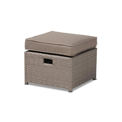 Grey Fabric Upholstered and Grey Finished Synthetic Rattan 6-Piece Patio Set