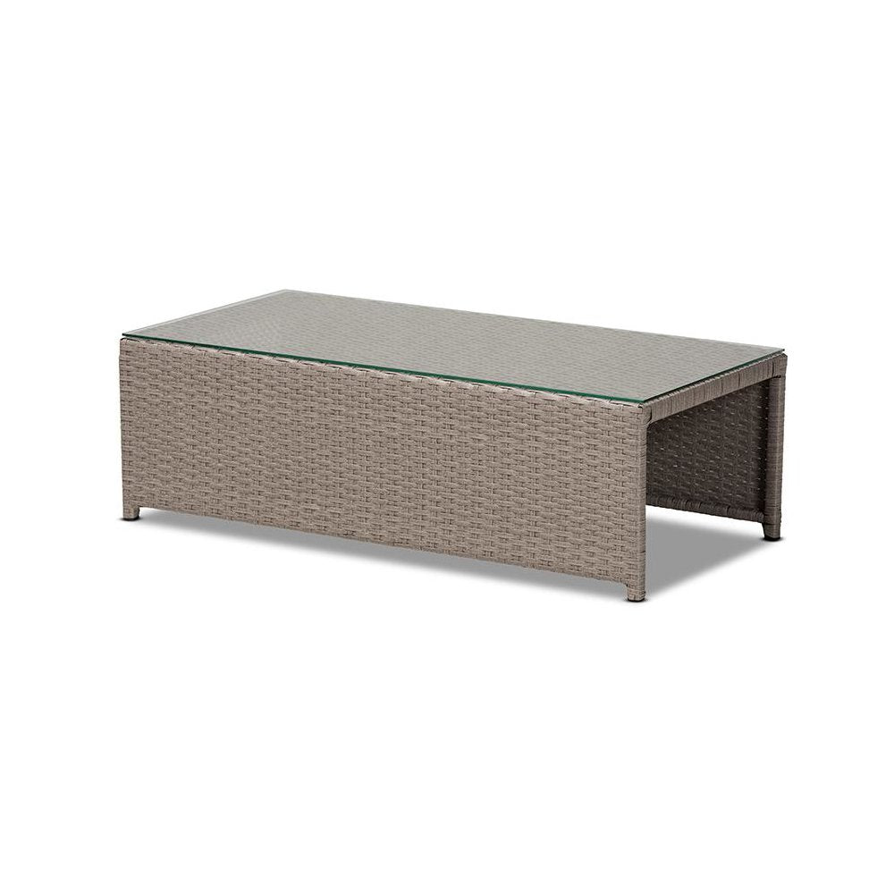 Grey Fabric Upholstered and Grey Finished Synthetic Rattan 6-Piece Patio Set
