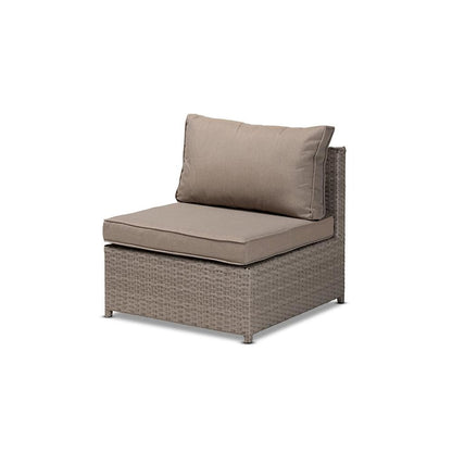 Grey Fabric Upholstered and Grey Finished Synthetic Rattan 6-Piece Patio Set
