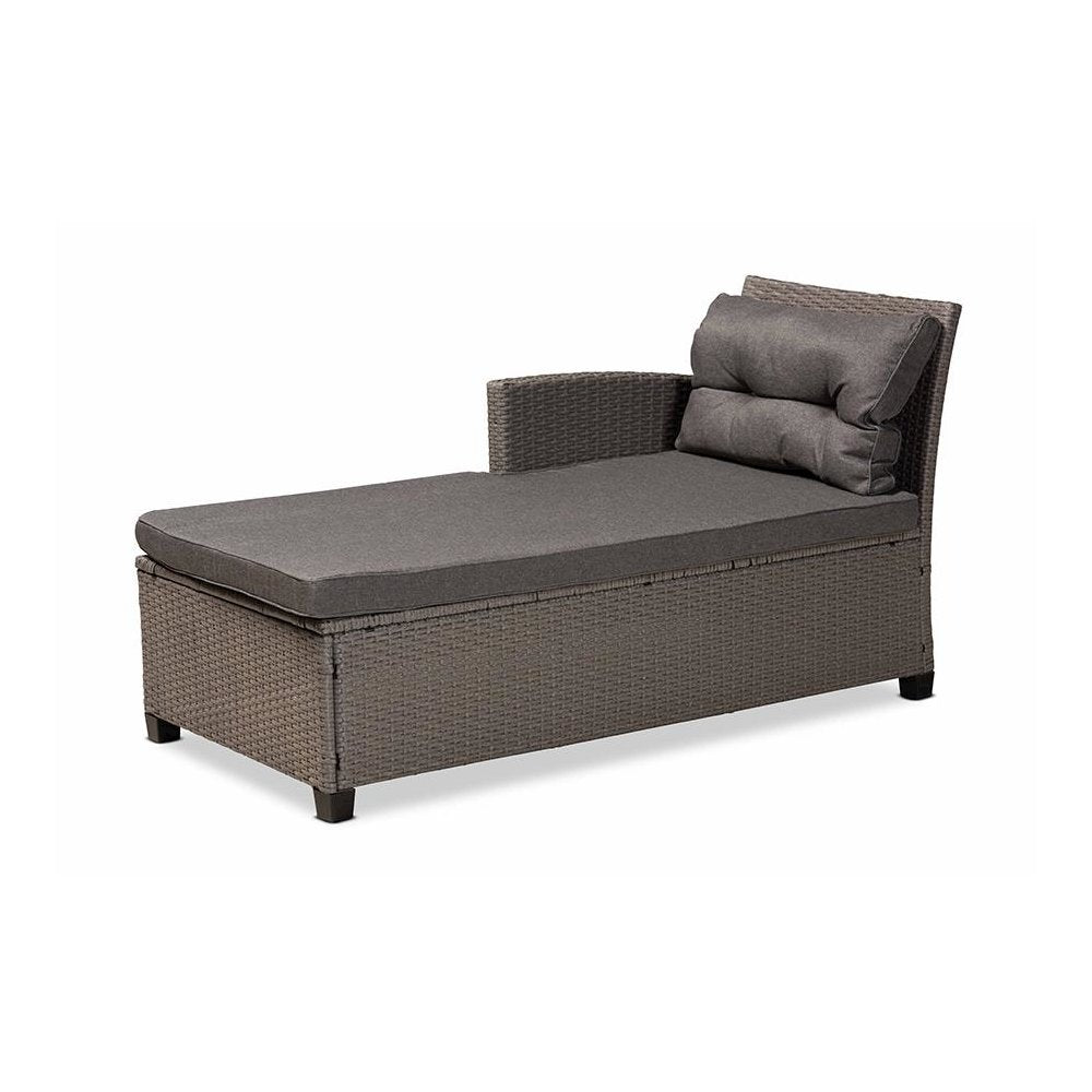 Grey Fabric Upholstered and Grey Synthetic Rattan 4-Piece Patio Set