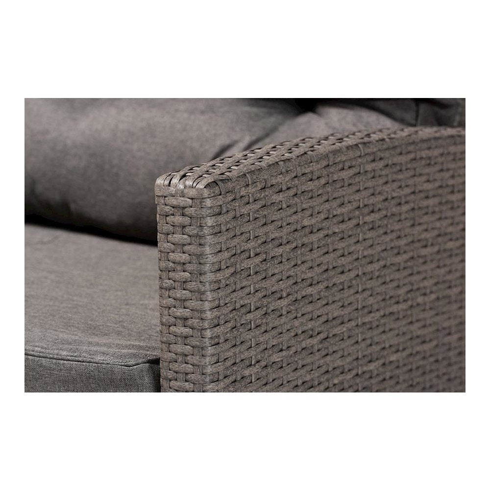 Grey Fabric Upholstered and Grey Synthetic Rattan 4-Piece Patio Set