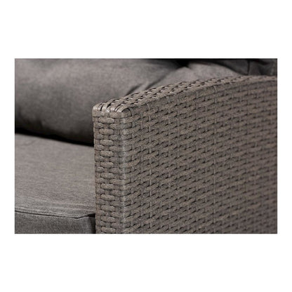 Grey Fabric Upholstered and Grey Synthetic Rattan 4-Piece Patio Set