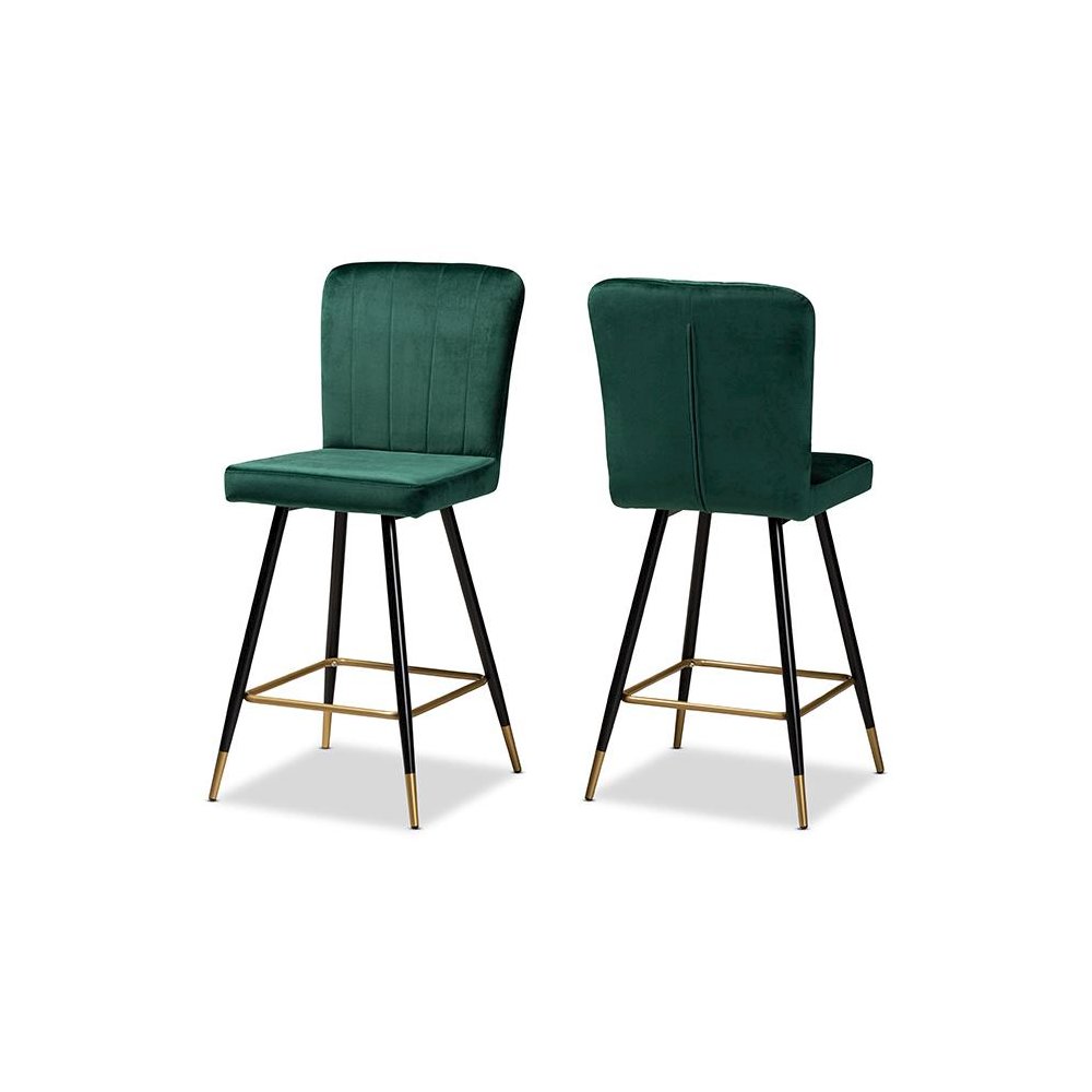 Gold Finished Metal 2-Piece Bar Stool Set