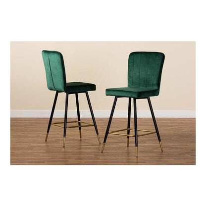Gold Finished Metal 2-Piece Bar Stool Set