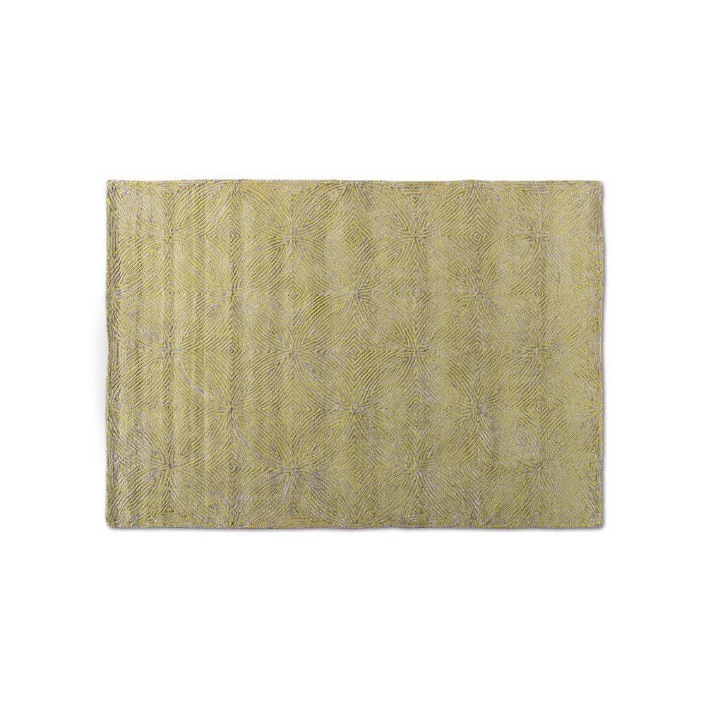 Lime Green and Grey Hand-Tufted Viscose Blend Area Rug