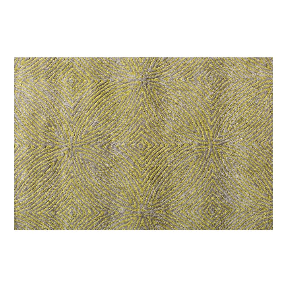 Lime Green and Grey Hand-Tufted Viscose Blend Area Rug