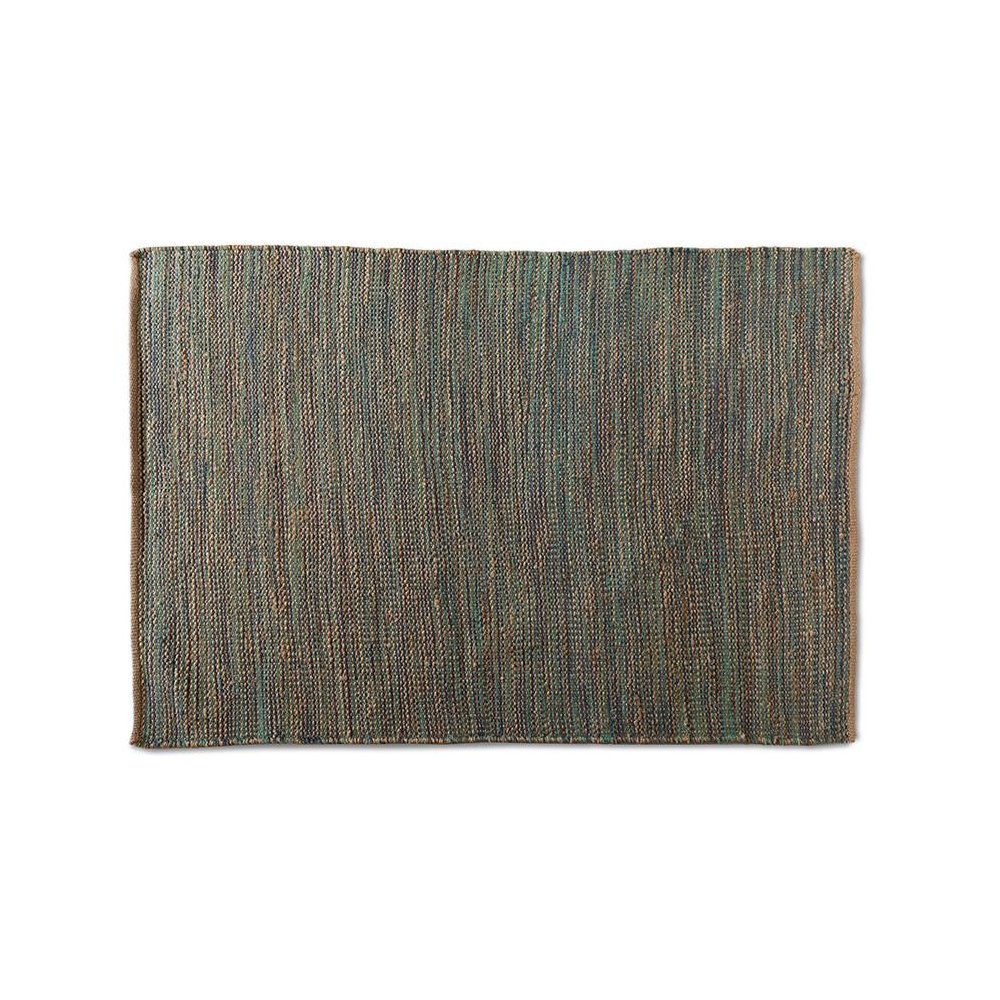 Michigan Modern and Contemporary Blue Handwoven Hemp Blend Area Rug
