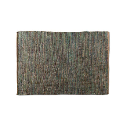 Michigan Modern and Contemporary Blue Handwoven Hemp Blend Area Rug
