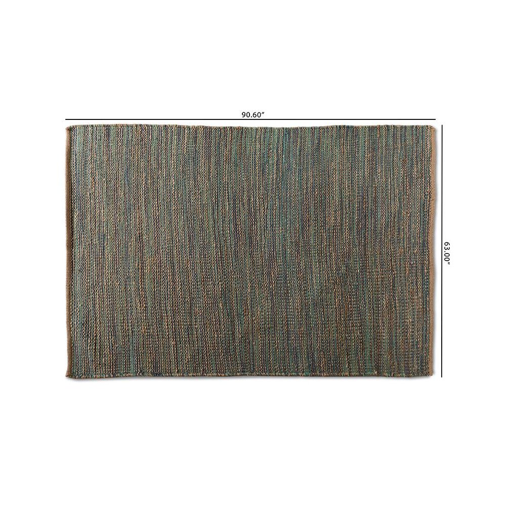 Michigan Modern and Contemporary Blue Handwoven Hemp Blend Area Rug