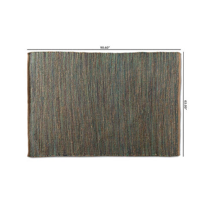 Michigan Modern and Contemporary Blue Handwoven Hemp Blend Area Rug