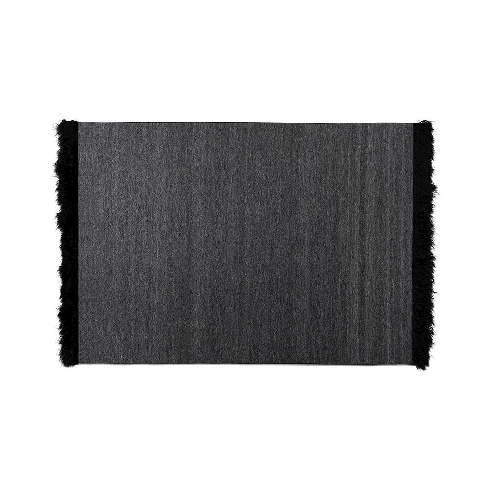 Dark Grey and Black Handwoven Wool Blend Area Rug