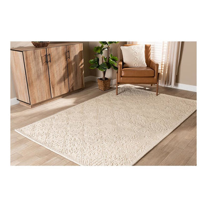 Baxton Studio Meltem Modern and Contemporary Ivory Handwoven Wool Area Rug