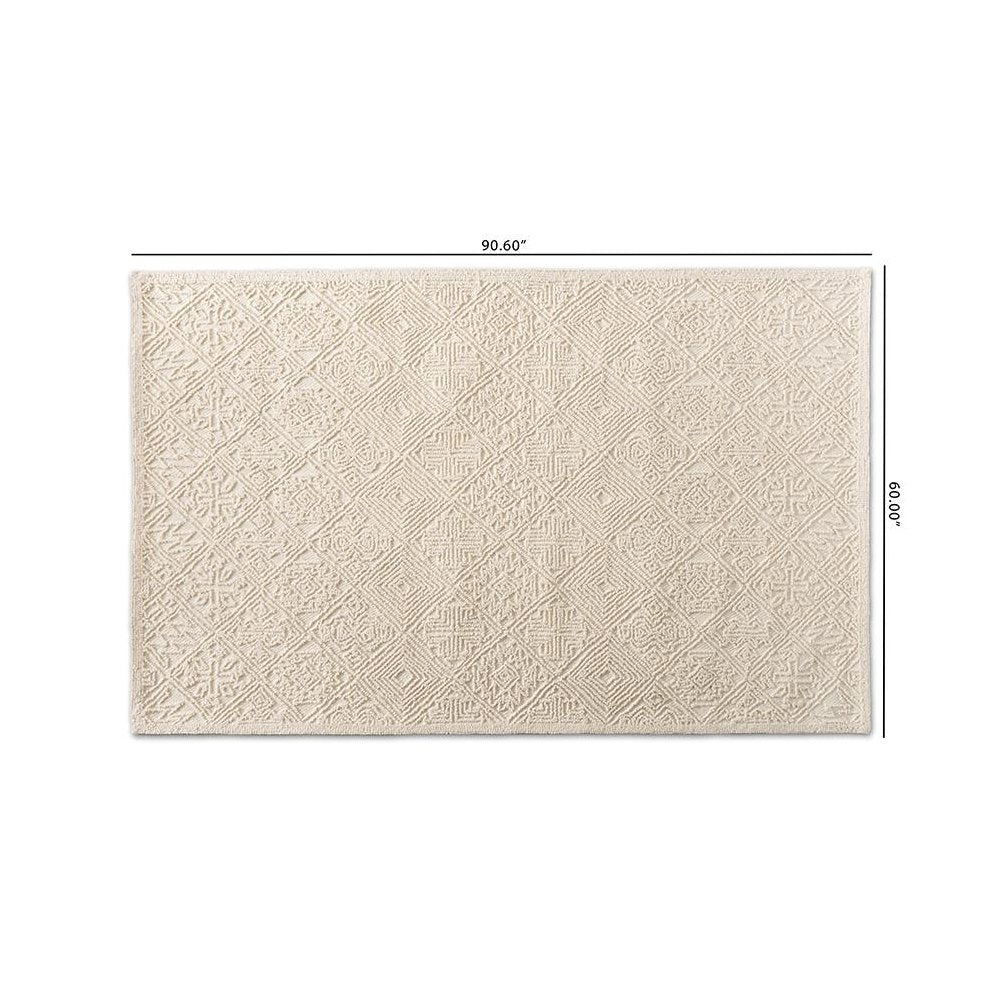 Baxton Studio Meltem Modern and Contemporary Ivory Handwoven Wool Area Rug