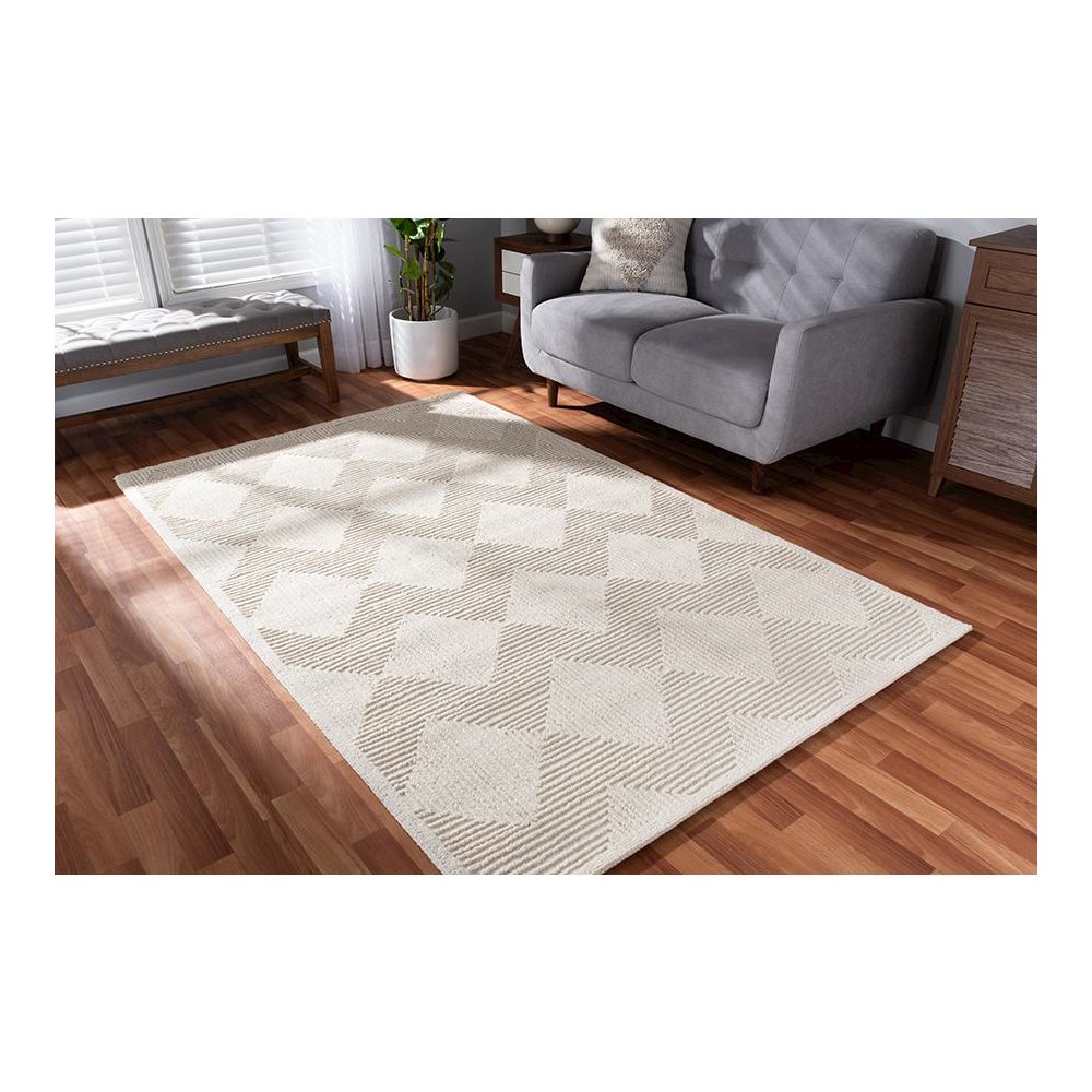 Baxton Studio Sovanna Modern and Contemporary Ivory Hand-Tufted Wool Area Rug